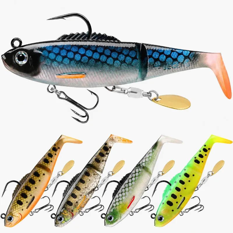 Truscend Fishing Soft Glide Bait with paddle tail and spinner for bass and trout