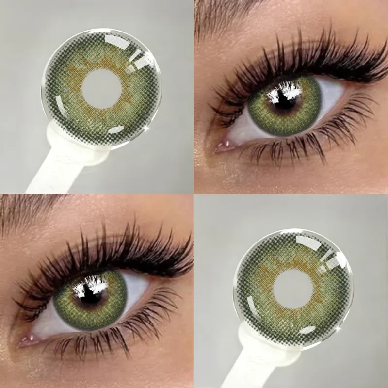 EYESFAV Aurora Green 1 Year colored contact lenses close up