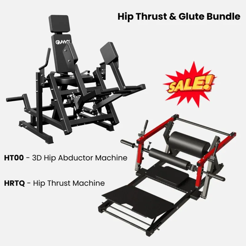 GMWD Fitness 1.2K Hip Thrust & Glute Bundle showing hip thrust machine and hip abductor equipment