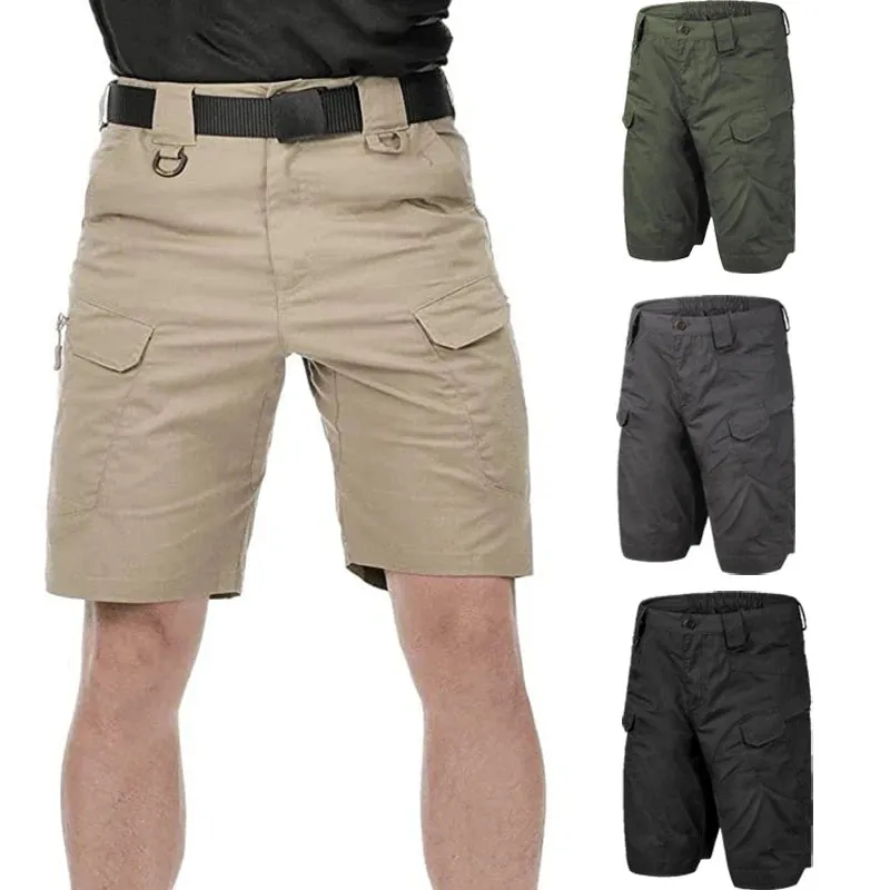 PUPU Sports Men's Tactical Cargo Shorts in multi-pocket outdoor hiking style