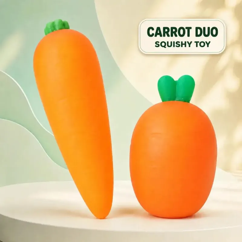 Hairsofly Shop Carrot Squishy Fidget Toy, soft orange carrot sensory squeeze toy