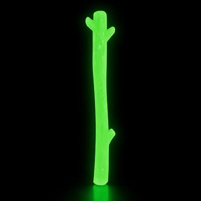 Soda Pup Durable Nylon Glow in the Dark Chew Stick for Power Chewers USA Made white glowing nylon stick in darkness
