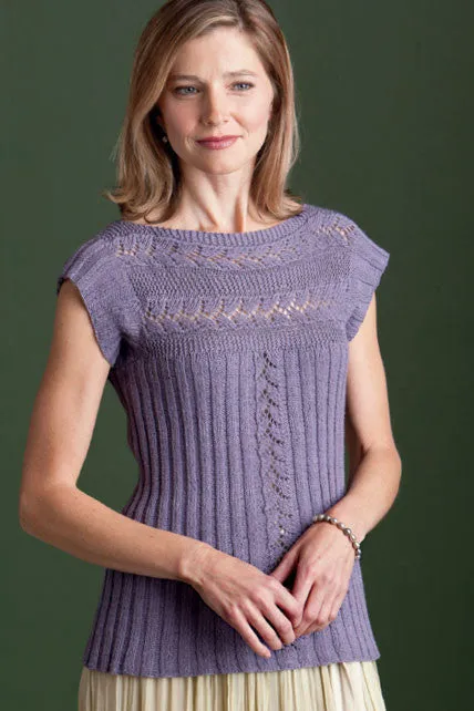 Kristen TenDyke Bliss Top in lilac with lace panels and ribbed texture