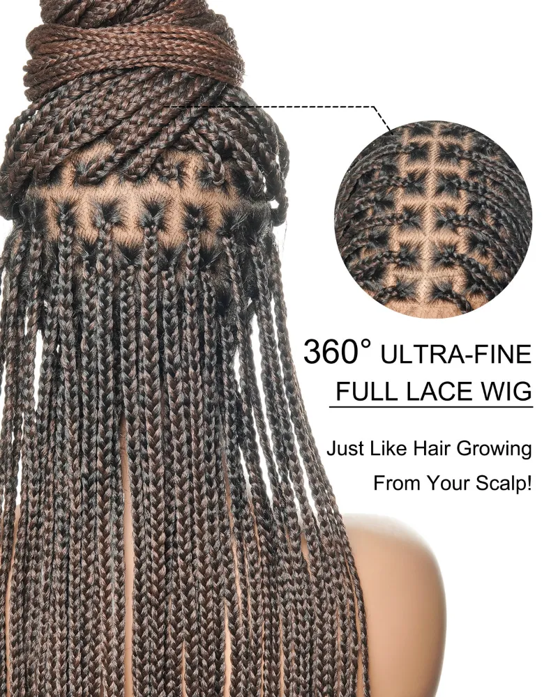 Jaliza Kora Pre Bleached Human Hair Lace Lightweight Knotless Swiss HD Lace Box Braided Wig