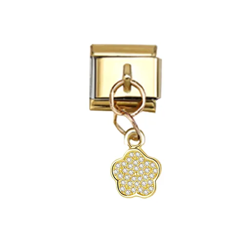 FabuLove Dangle Flower with diamonds charm showing a floral design with sparkle accents