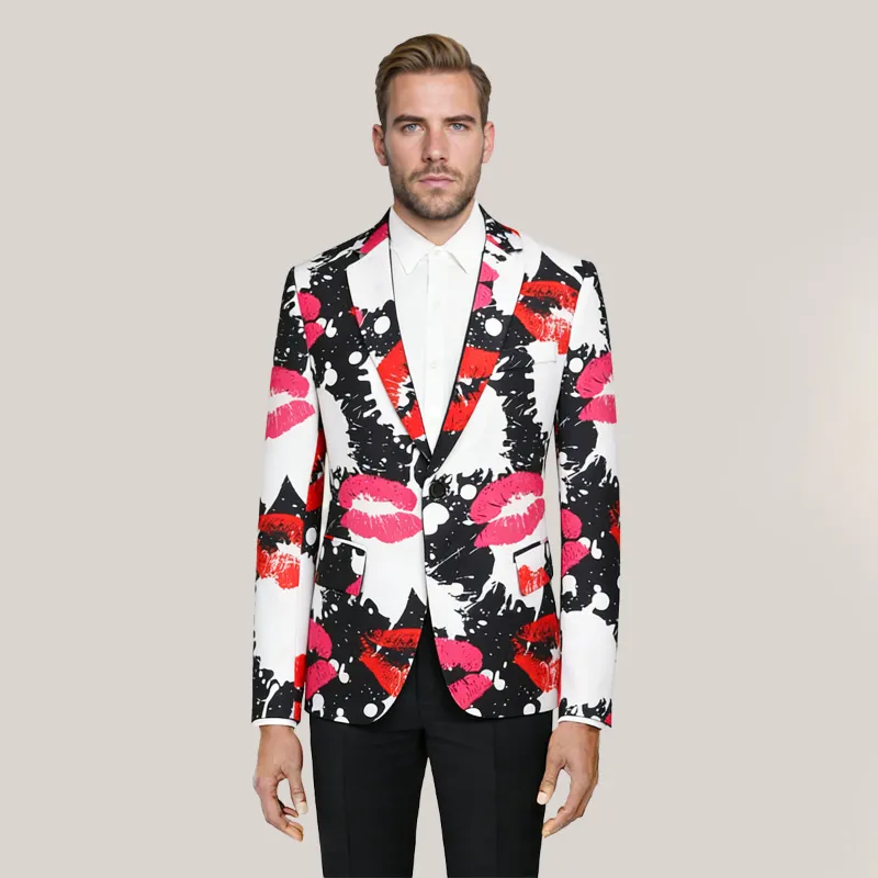 Cloudstyle C4B0021 Floral Printed Two Button Casual Blazer Floral 03, printed casual blazer