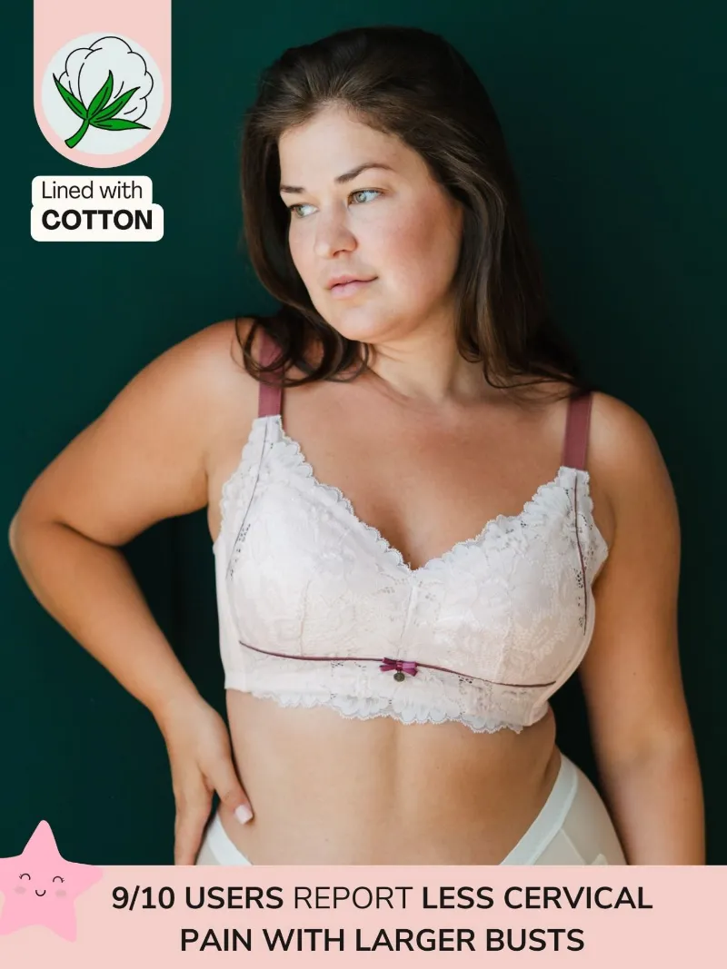 Intimate Queen Everyday Wireless Busty Full Support Lace Bra in black
