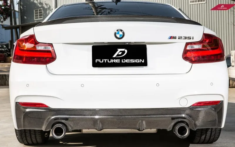 Twenty Two Tuning 3D Carbon Fiber Diffuser Compatible with BMW 2 Series F22/F23 in gloss carbon fiber weave