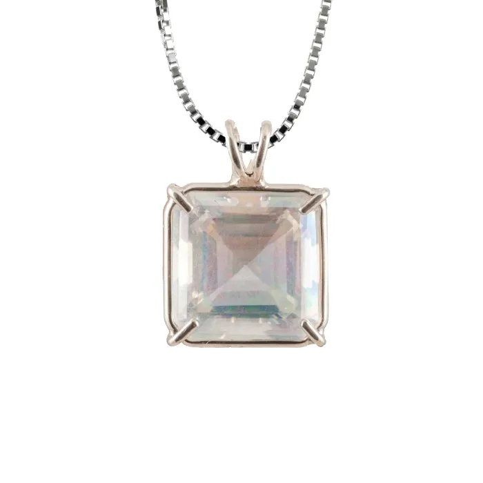 VOLTLIN Angel Aura Quartz Earth Heart Chain Pendant in sterling silver