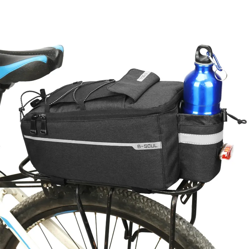 PUPU Sports Bike Rear Rack Bag Large Waterproof Bicycle Seat Bag with reflective strips and tail light holder