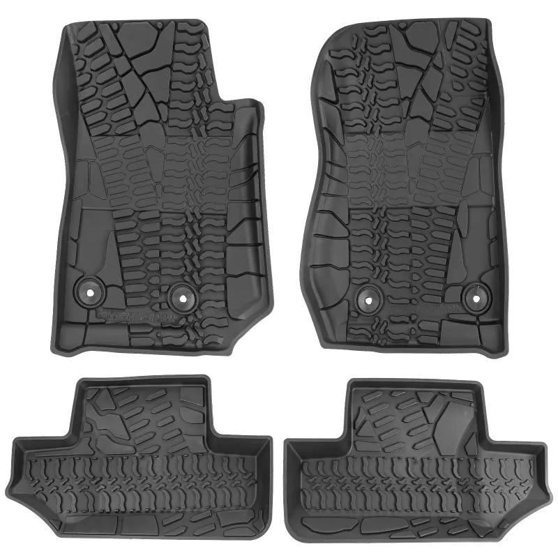 Sunpie black TPE front and rear floor mats for 2014-2018 Jeep Wrangler JK 2-Door