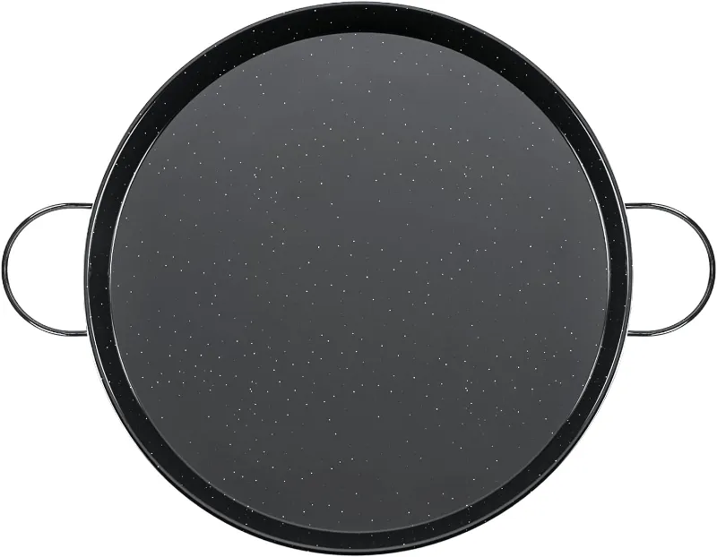 GrillPartsReplacement 12 Inches Enameled Paella Pan Nonstick Pan for Authentic Spanish Dishes, black enameled steel paella pan