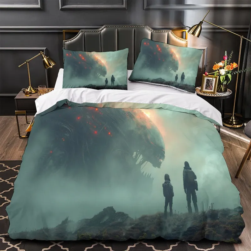EBuycos Alien Romulus Bedding Set Pattern Quilt Cover Without Filler, polyester bedding with alien character