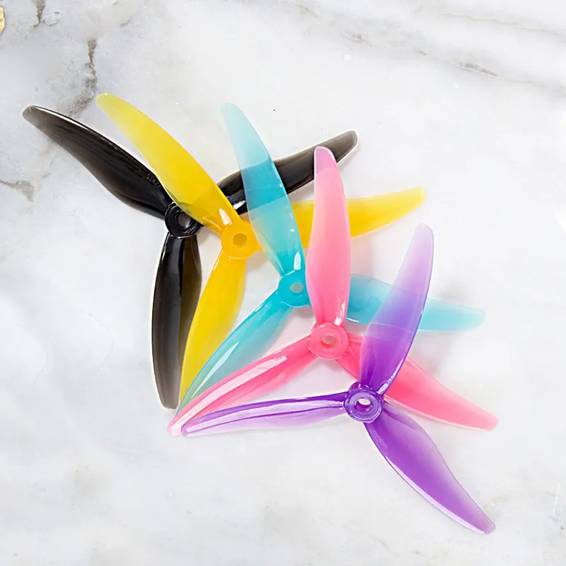 QWinOut 2Pairs GEMFAN Hurricane 51477 Propeller, black 3-blade props with center hub