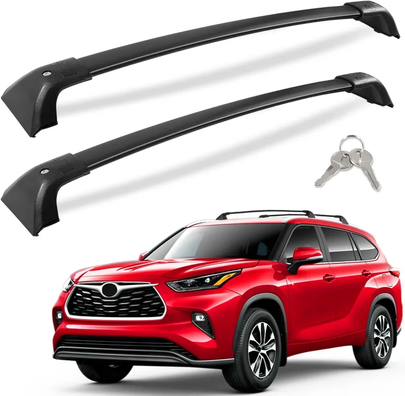 Tesstudio 260 lbs Lockable Roof Rack Cross Bars for Toyota Highlander 2020-2025 installed on SUV roof