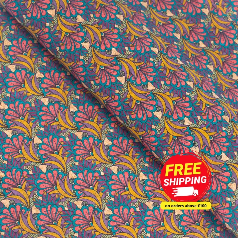 Corkadia colorful butterfly pattern cork fabric COF-276-A fabric sheet