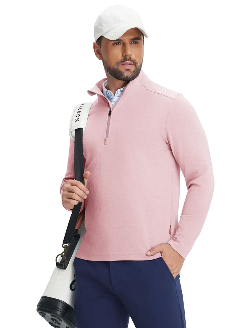 Maelreg Golf Two Tone Pique Cotton Blend Q-Zip pullover