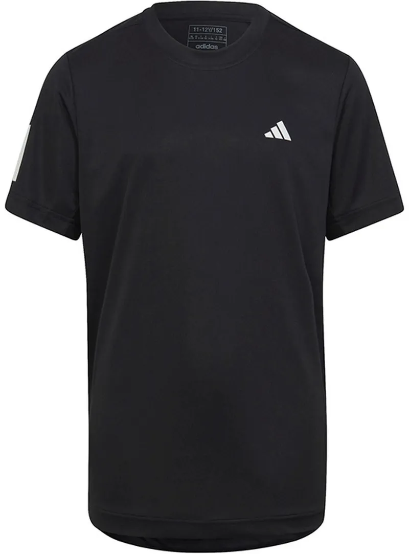 Do It Tennis Adidas Boys Club 3-Stripe Tennis Tee (Black) front view of boys tee