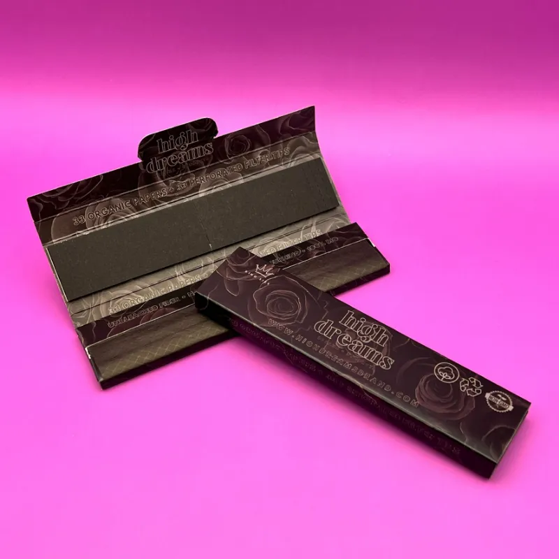 High Dreams Black Rolling Paper king size booklet with 33 unbleached leaves and tips
