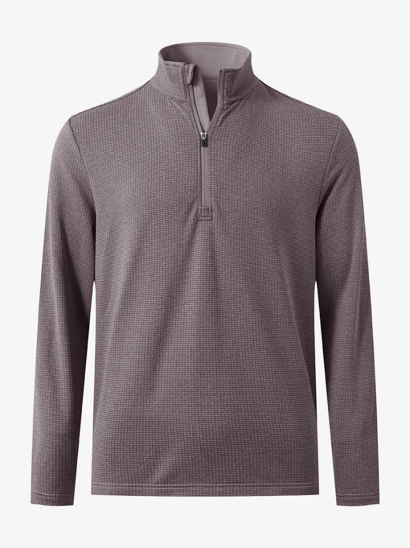 Maelreg Golf Texture Heather Fleece Lined 1/4 Zip Pullover with mock neck
