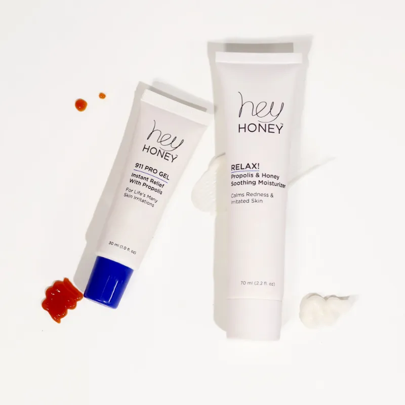 Hey Honey Soothe & Restore Sensitive Skin Duo with gel and cream containers