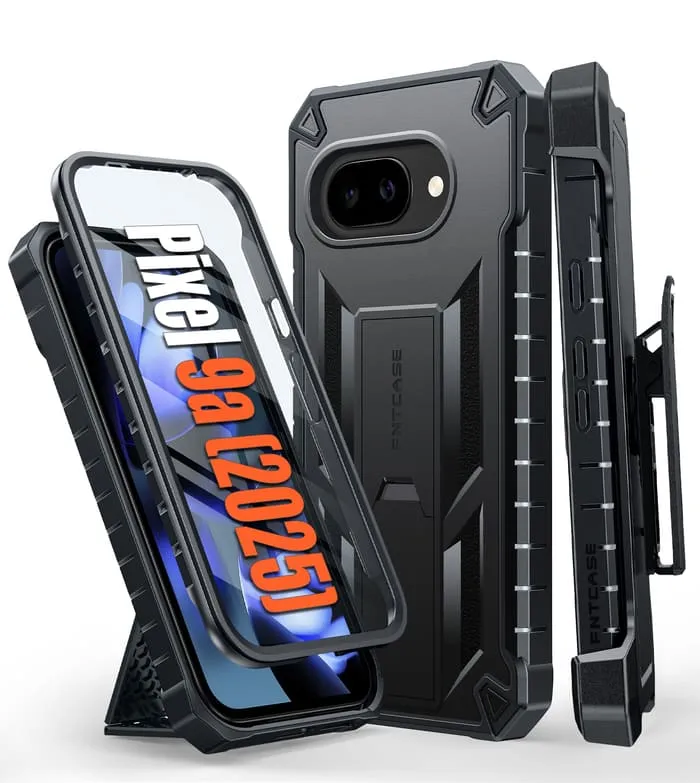 FNTCASE OFFICIAL Google Pixel 9A 6.3 inch rugged case with belt clip holster and kickstand