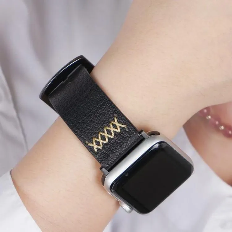 Techypop Leather Embroidery Designer Apple Watch Band Strap