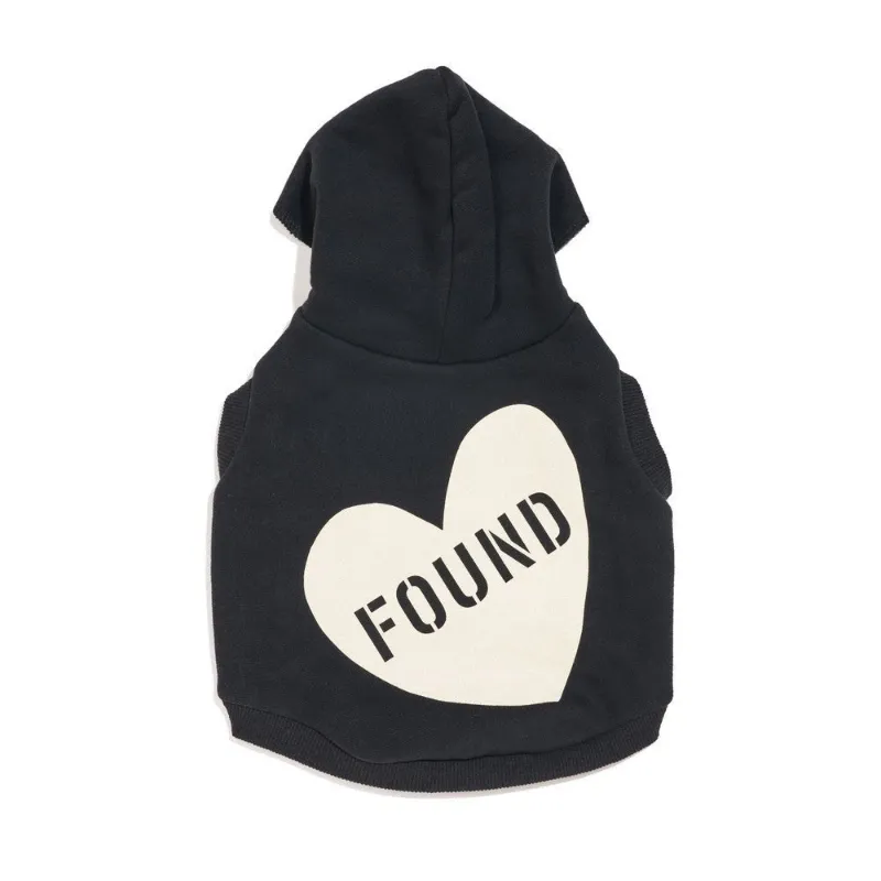 Found My Animal Big Full Heart Animal Hoodie in black with cream heart print for dogs