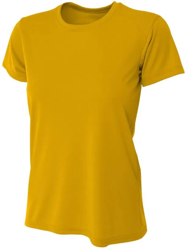 Do It Tennis A4 Women's Cooling Performance Crew Neck Tee (Gold) - yellow performance tee shirt