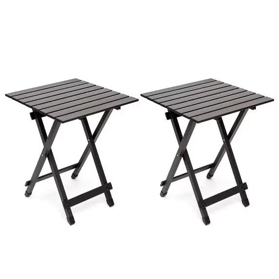 SunnyFeel Outdoor two lightweight brown aluminum folding camping tables