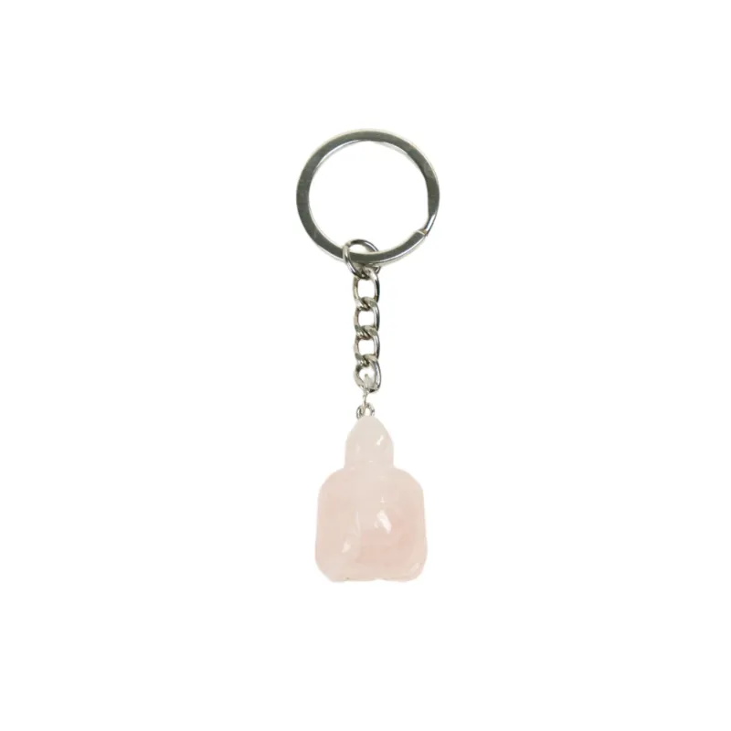 HoneySpree Rose Quartz Turtle Keychain in pink rose quartz stone