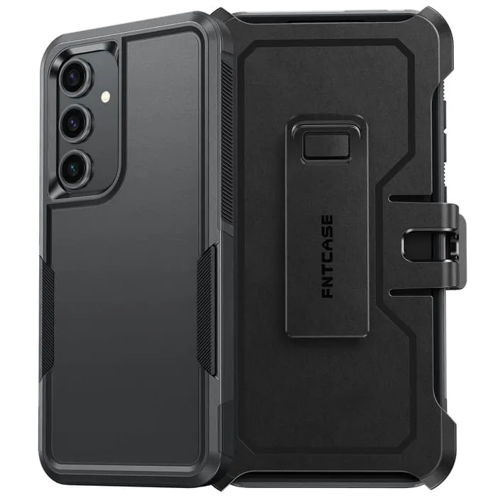 FNTCASE OFFICIAL rugged dual layer phone case with belt clip holster for Samsung Galaxy S24 FE