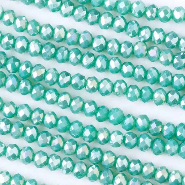 Cherry Tree Beads Crystal 3x4mm Opaque Ocean Blue Faceted Rondelle Beads with AB finish