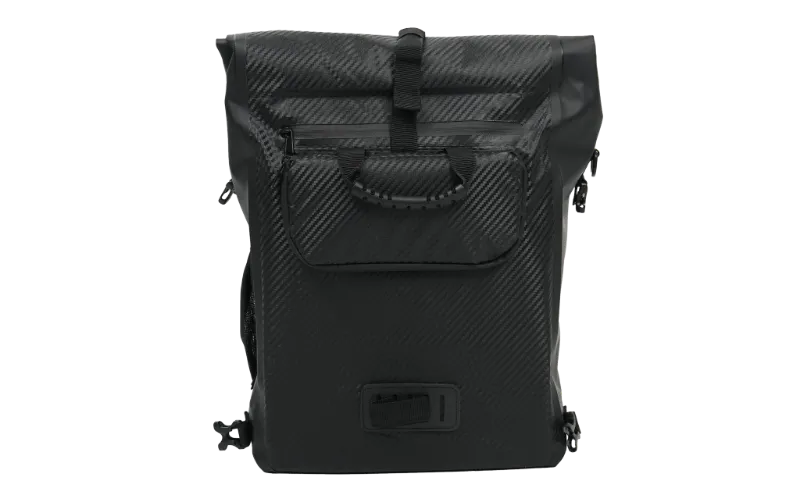 Heybike Waterproof Pannier Bag, black convertible bag with roll-top and shoulder strap