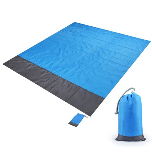 PUPU Sports Waterproof Sandproof Beach Blanket Picnic Mat Foldable with Stakes laid out flat