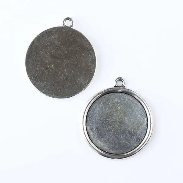 Cherry Tree Beads silver coin bezel settings, 35x40mm, pack of 2