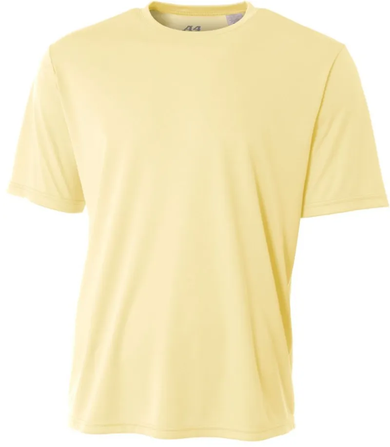 Do It Tennis A4 Men's Performance Crew Shirt (Light Yellow) on a model