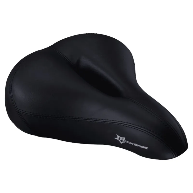 RockBros US Comfort Bike Saddle with Rear Safety Light, black saddle with integrated red warning light