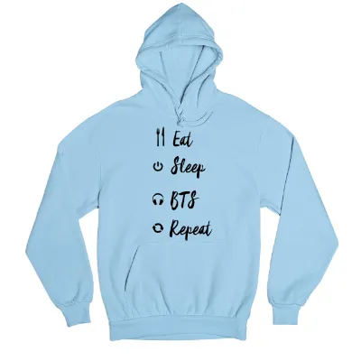 The Banyan Tee US BTS Hoodie - Eat Sleep Repeat pullover fleece hoodie in purple