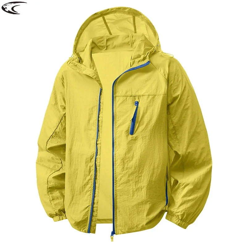 PUPU Sports Unisex UPF 50+ Sun Protection Jacket Lightweight Waterproof Windbreaker folded and worn