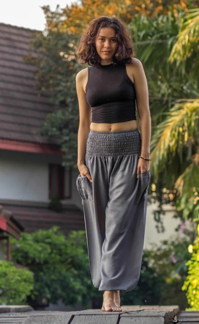 Hippie Pants Gray Crystal Pants loose fitting yoga style