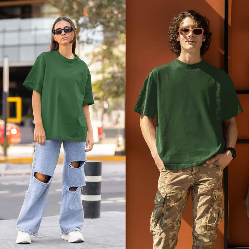 The Banyan Tee US Bottle Green Oversized T shirt, oversized fit on model