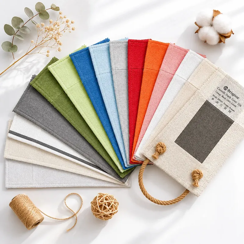 Bringnox Motorized Blinds Linen Roman Shades Fabric Swatch sample