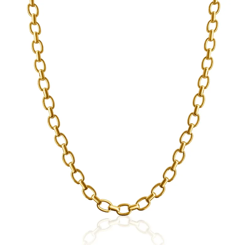 DORSYA London Chain Necklace with classic gold oval links on white background