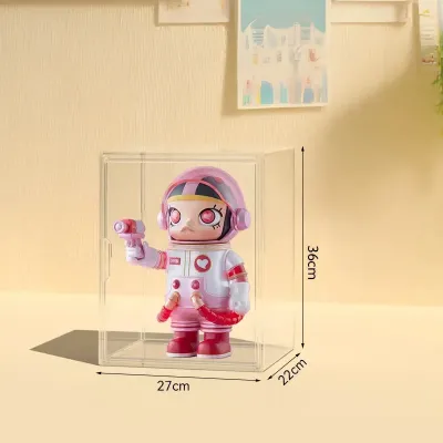 ICUANUTY Display case for Blind Box Desktop Single Storage, clear acrylic case on black base