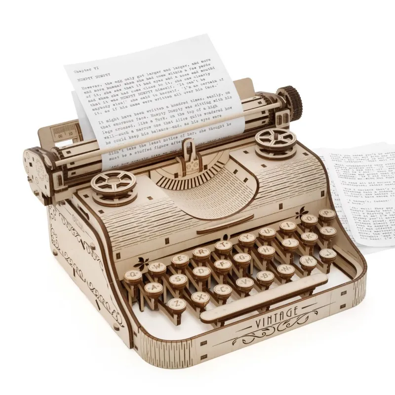 Varvikas 3D Wooden Mechanical Puzzle Kit, Typewriter (BEW015e) vintage wooden typewriter