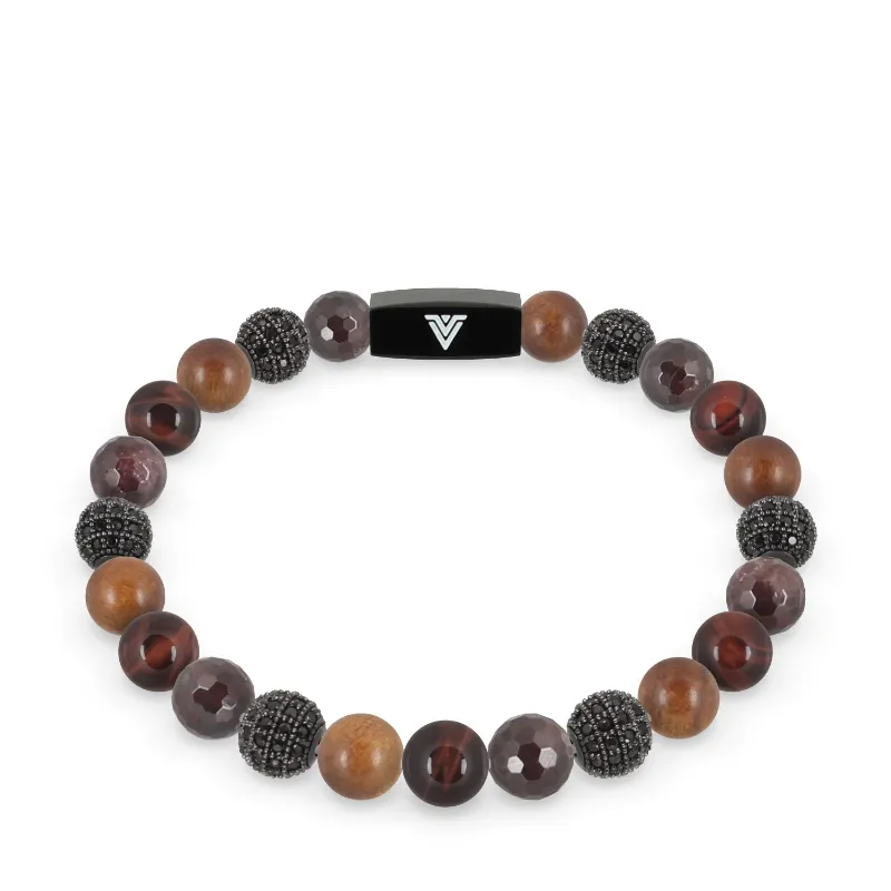 VOLTLIN Maroon Sirius Stretch Bracelet with garnet and tiger's eye