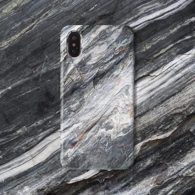 Techypop Grey Marble Silicone Shockproof Protective Designer iPhone Case with grey and white marble finish