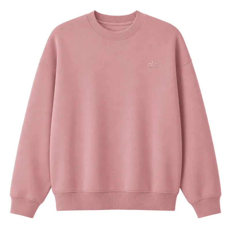 AfewVibe ALO Accolade Crew Neck Pullover Pink Quartz with chrome branding
