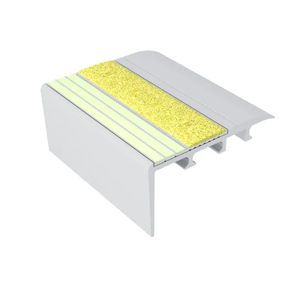 Ecoglo C4151 yellow luminescent non-slip carpet stair nosing, 2.7 inch profile